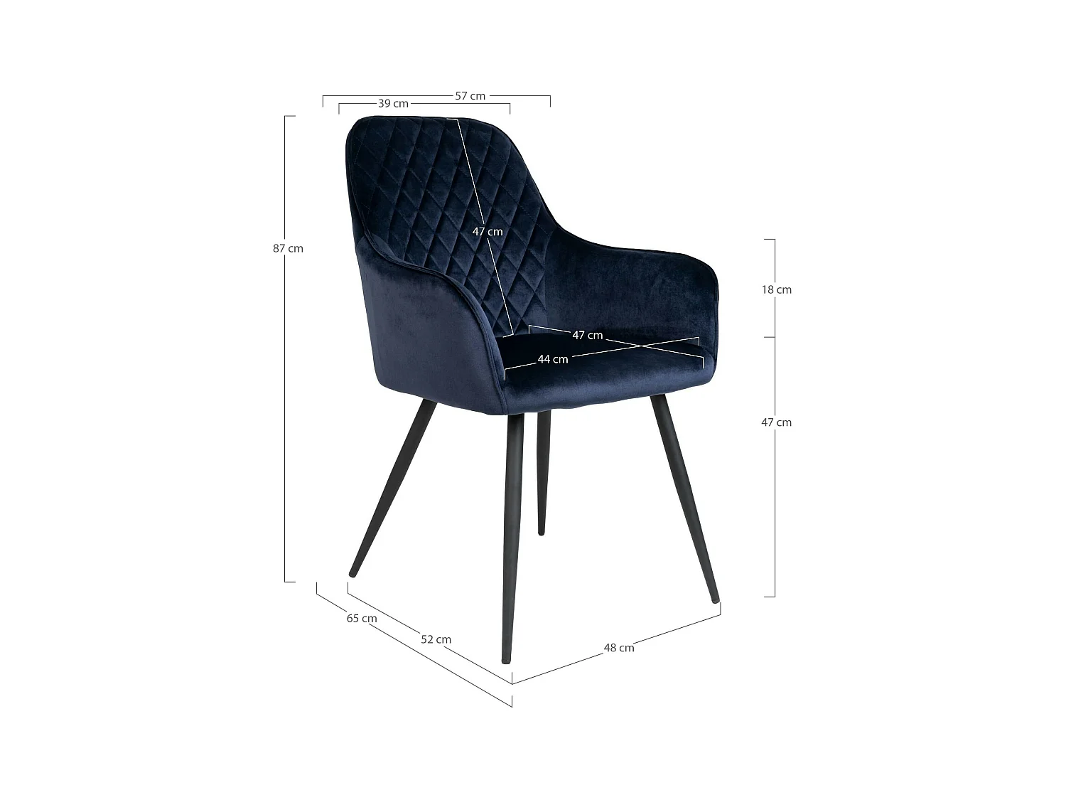 Fauteuil de table en velours bleu nuit (lot de 2) SAVONE