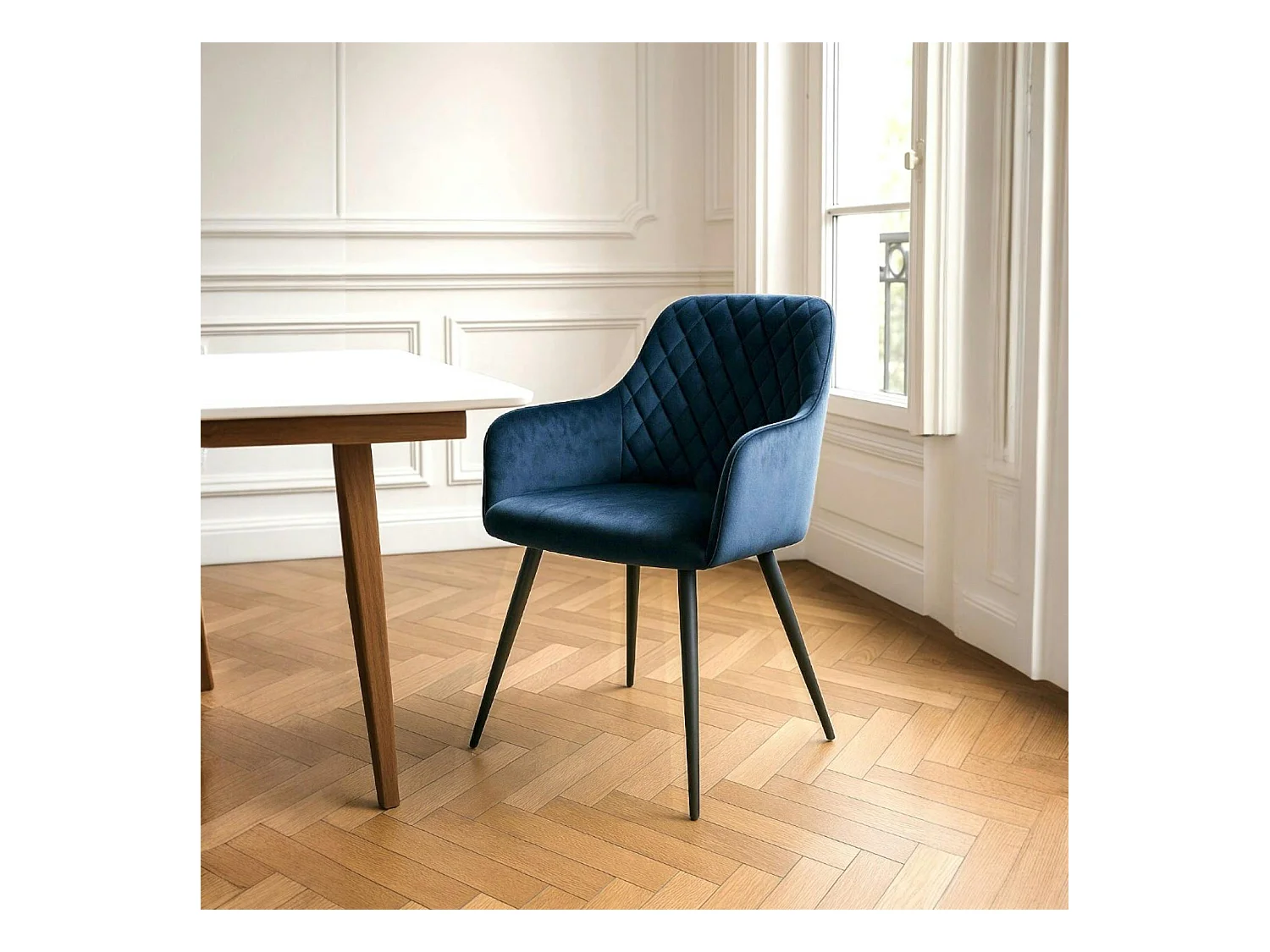 Fauteuil de table en velours bleu nuit (lot de 2) SAVONE