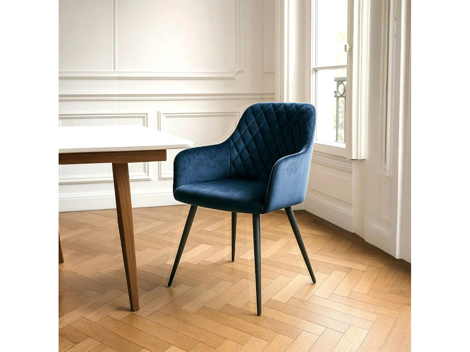Fauteuil de table en velours bleu nuit (lot de 2) SAVONE