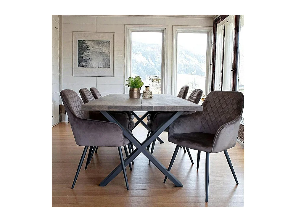 Fauteuil de table en velours taupe (lot de 2) SAVONE