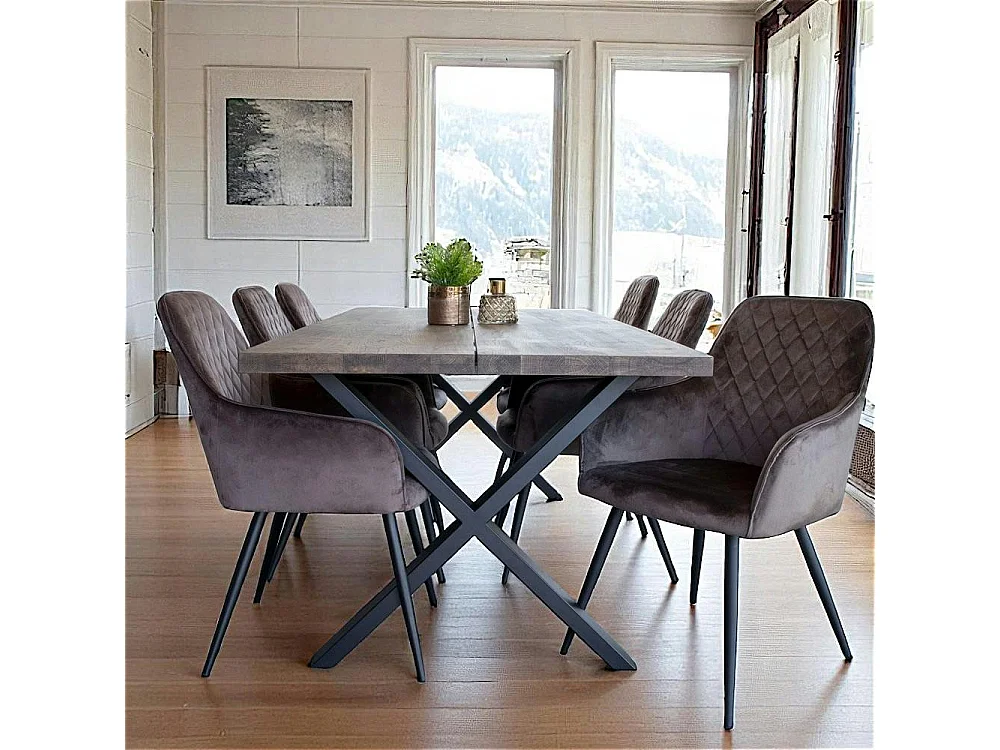 Fauteuil de table en velours taupe (lot de 2) SAVONE