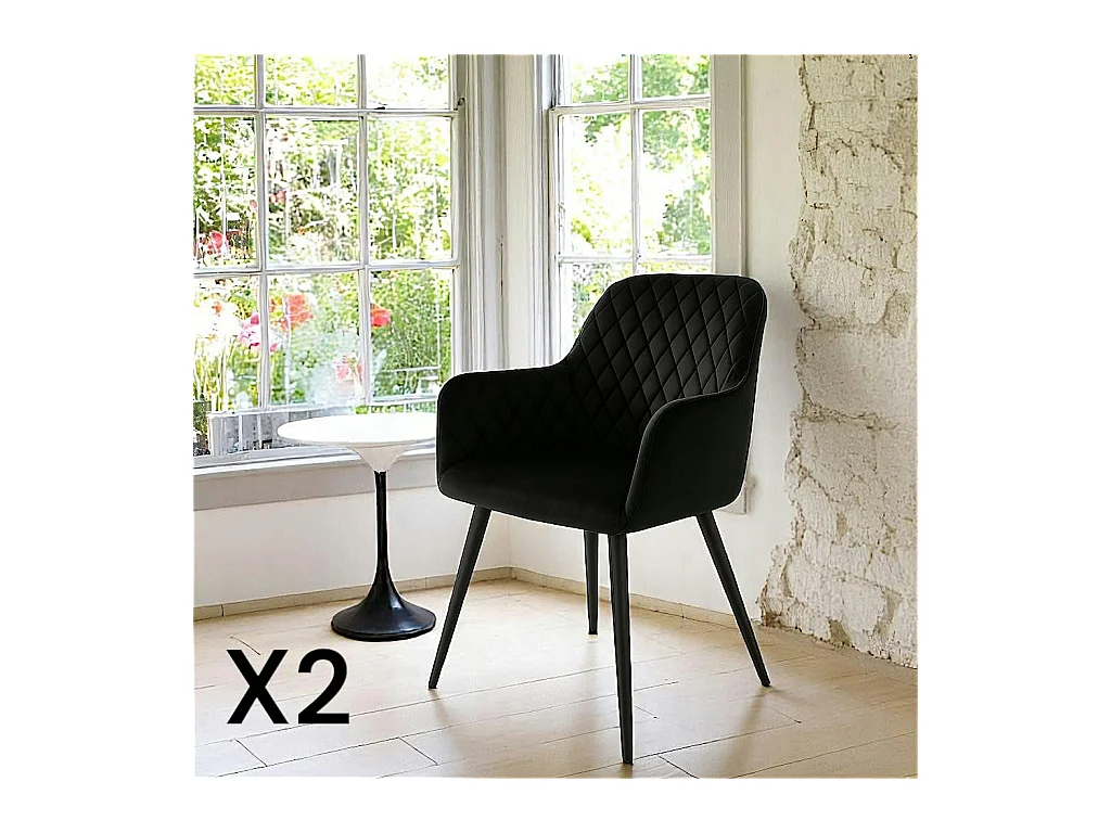 Fauteuil de table en velours noir (lot de 2) SAVONE