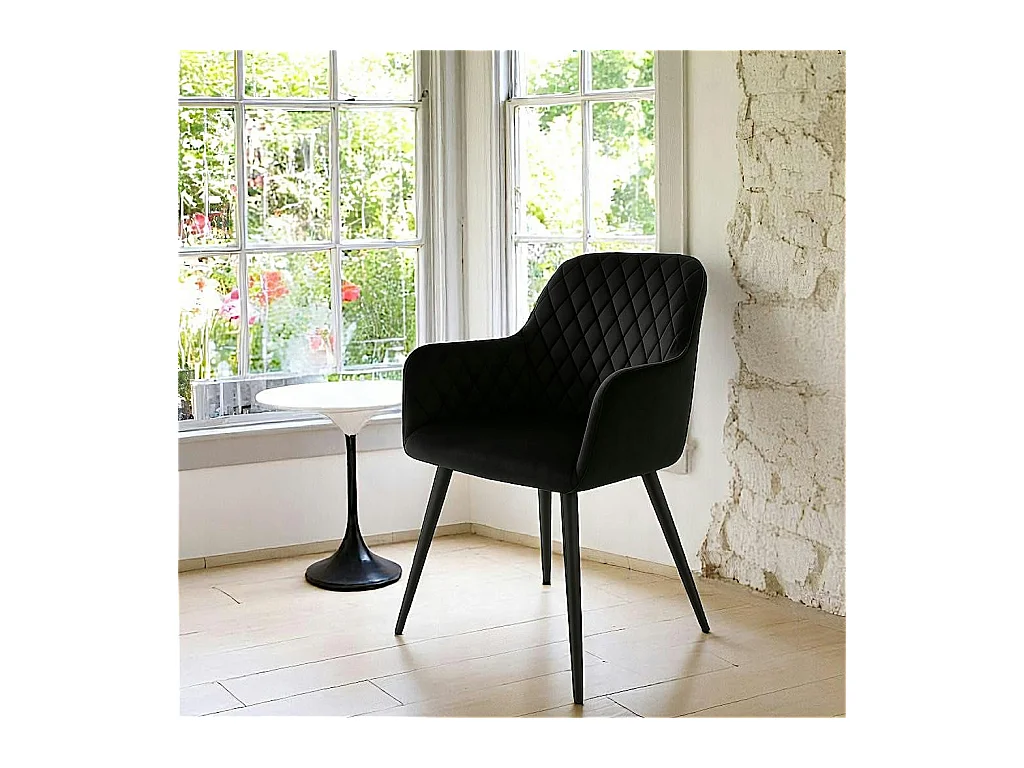 Fauteuil de table en velours noir (lot de 2) SAVONE