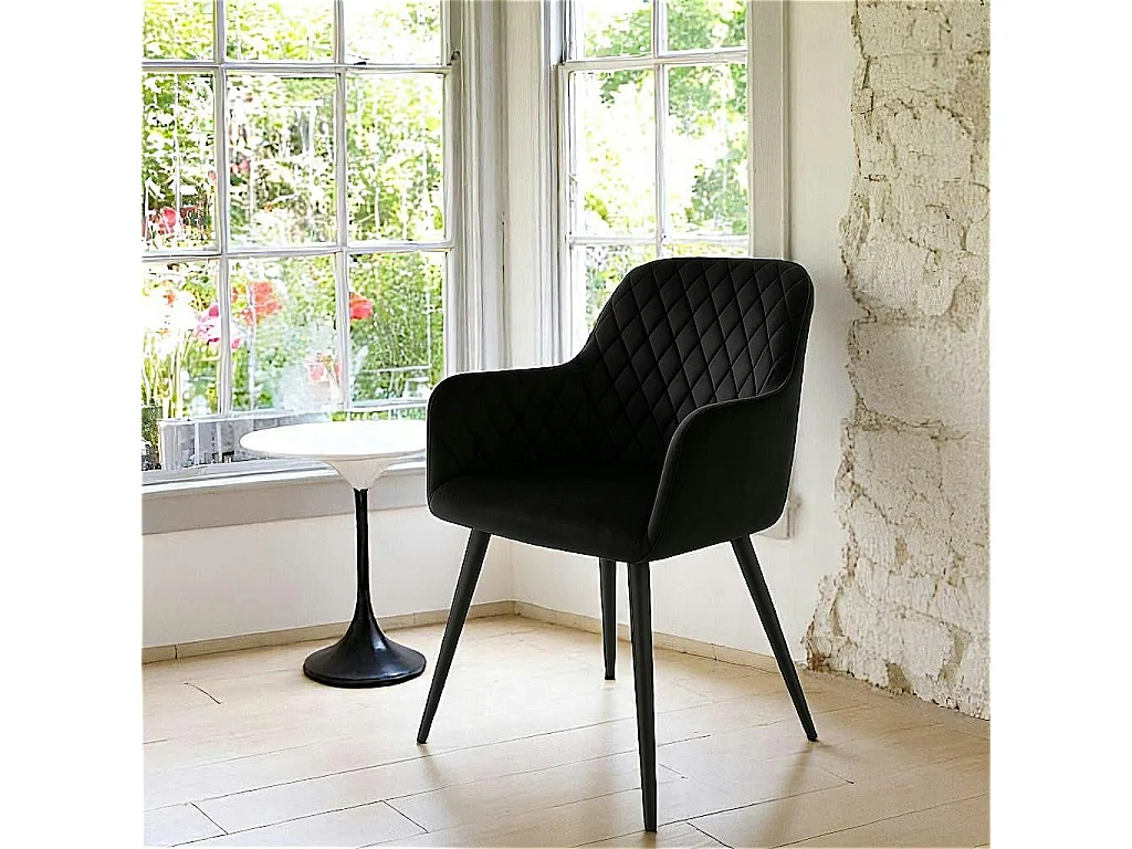 Fauteuil de table en velours noir (lot de 2) SAVONE