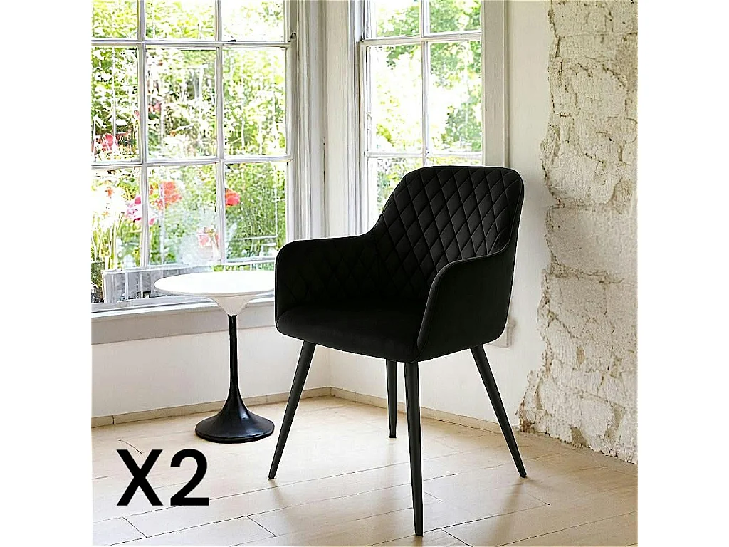 Fauteuil de table en velours noir (lot de 2) SAVONE