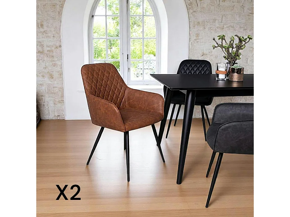 Fauteuil de table marron vintage (lot de 2) SAVONE