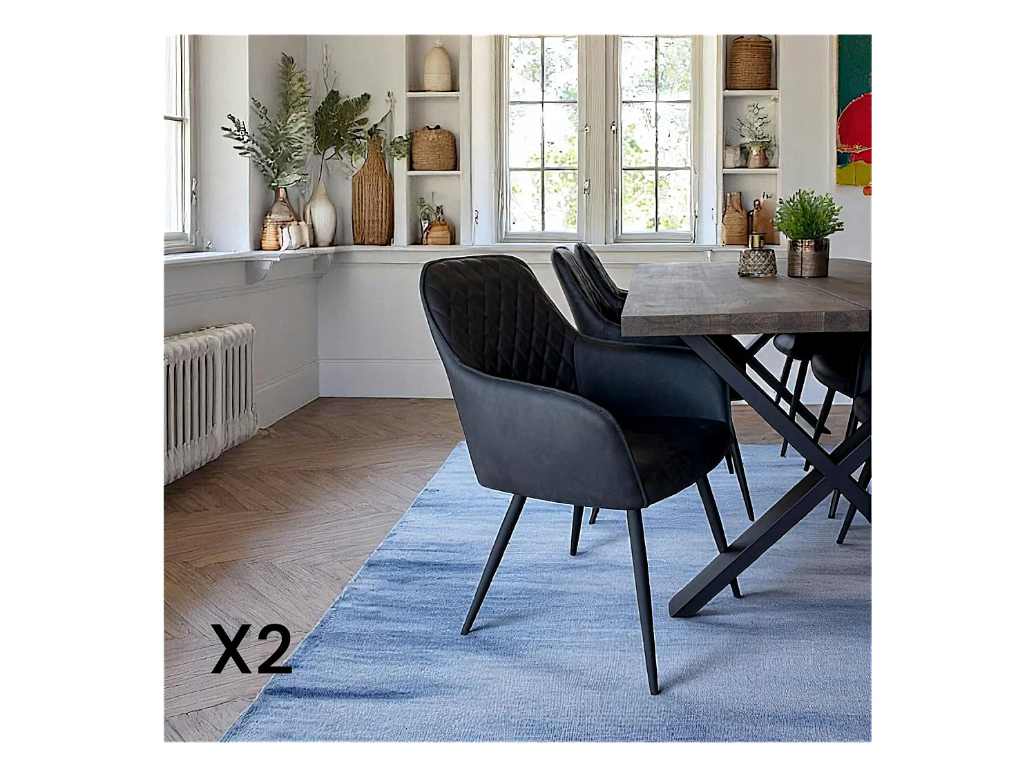 Fauteuil de table gris foncé vintage (lot de 2) SAVONE