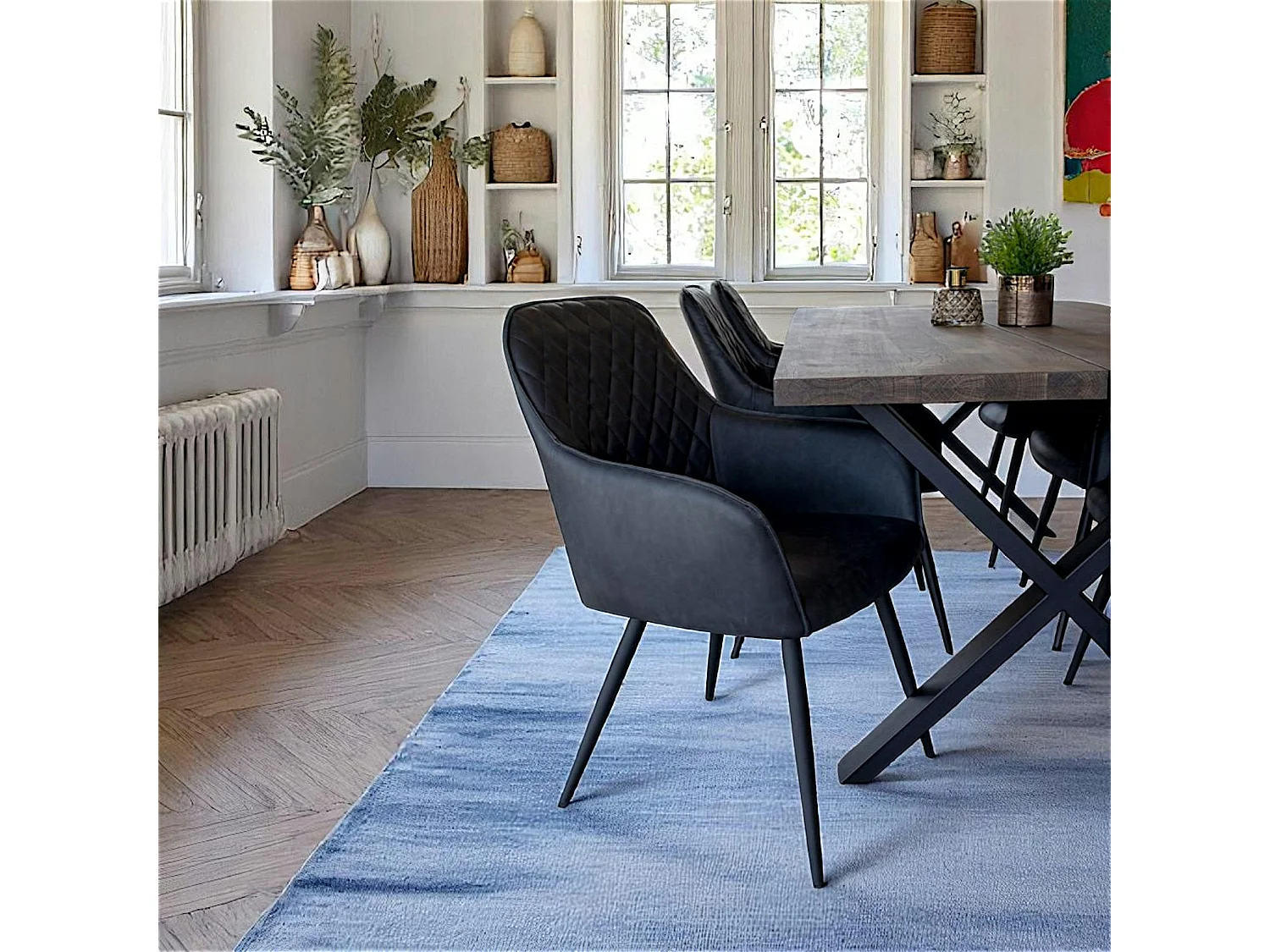 Fauteuil de table gris foncé vintage (lot de 2) SAVONE