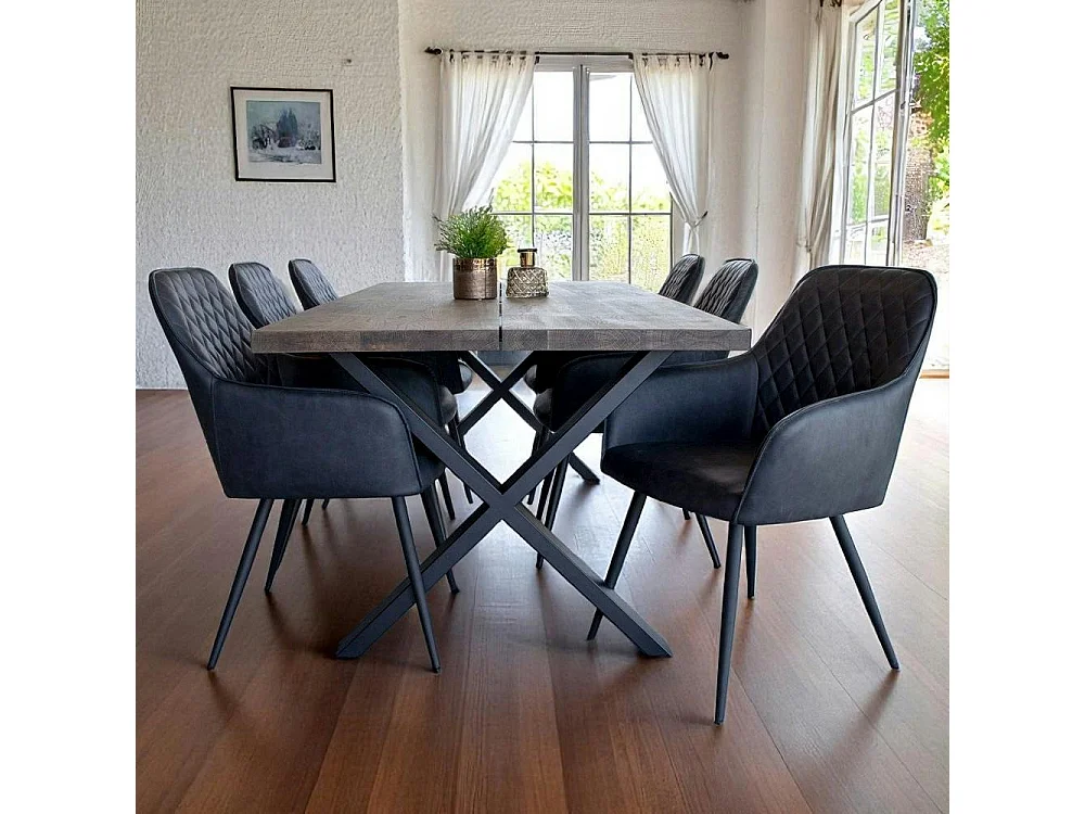 Fauteuil de table gris foncé vintage (lot de 2) SAVONE