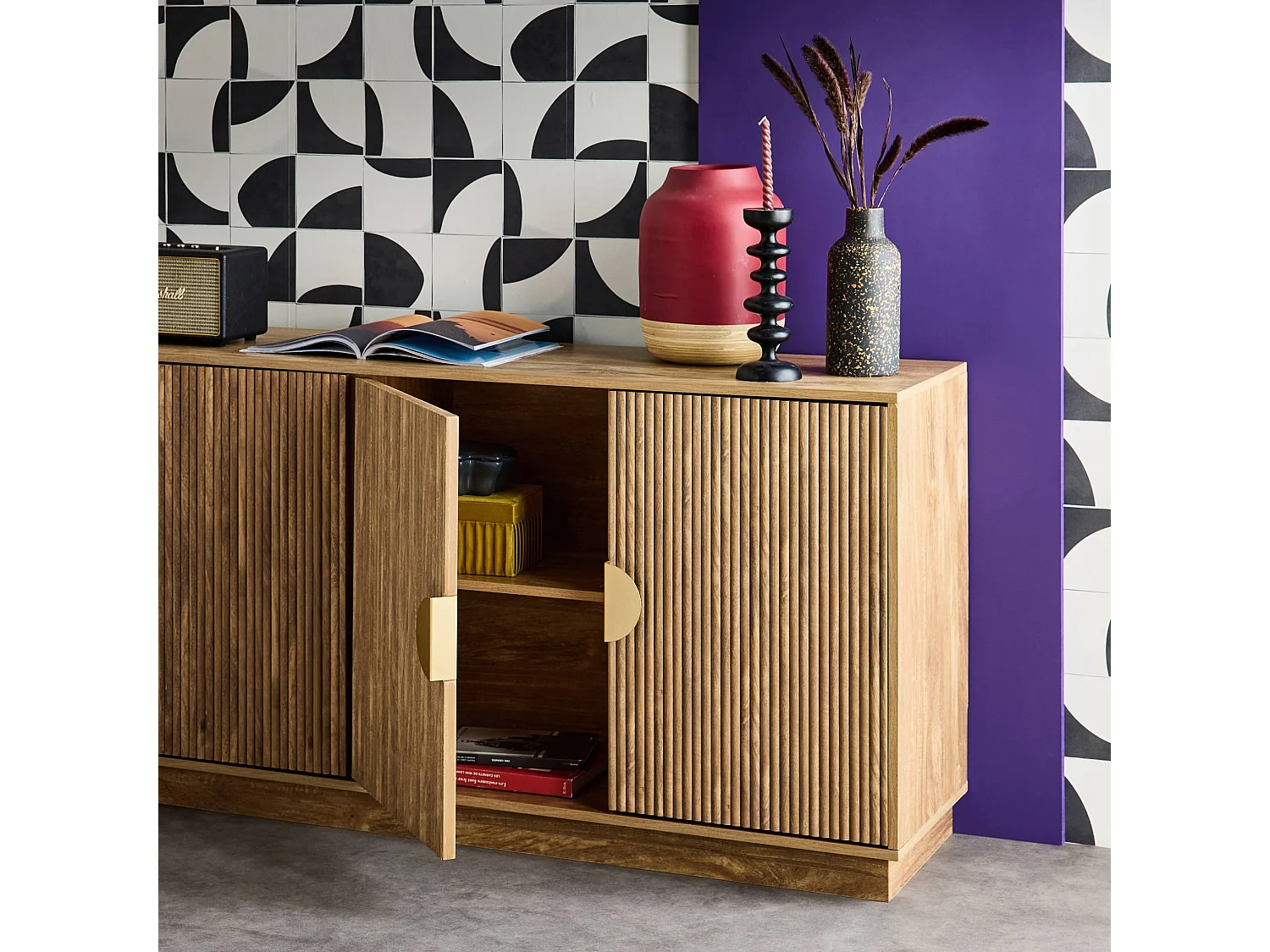 Credenza esotica a 4 ante, 180cm, albero di mango
