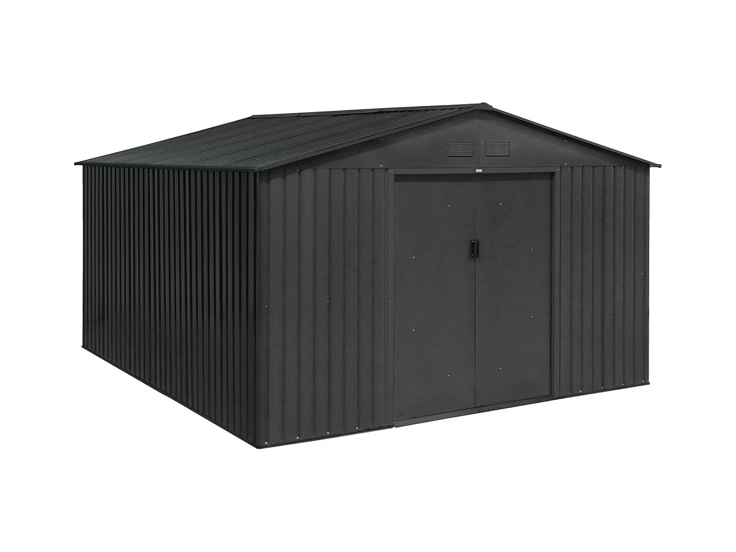 Abri de jardin en métal - Slack - 12.99 m² anthracite - Deux portes coulissantes. kit de fixation sol inclus. L 341 x 386 x 211cm