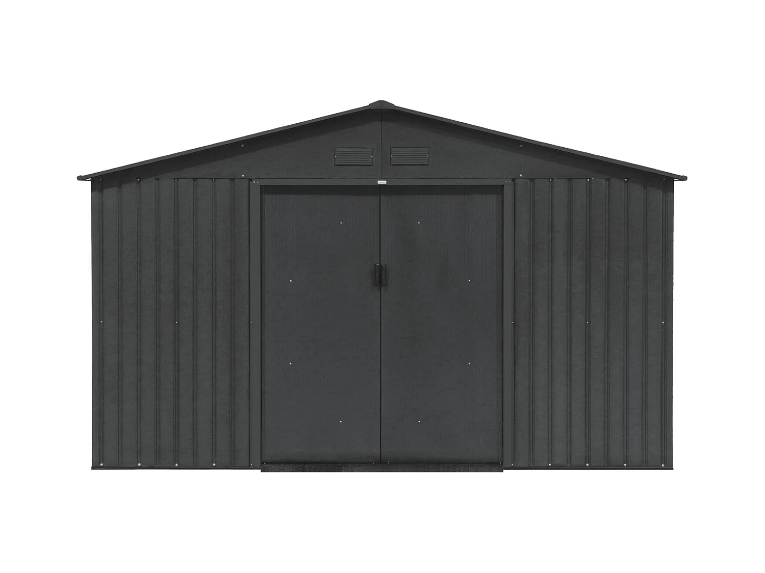 Abri de jardin en métal - Slack - 12.99 m² anthracite - Deux portes coulissantes. kit de fixation sol inclus. L 341 x 386 x 211cm