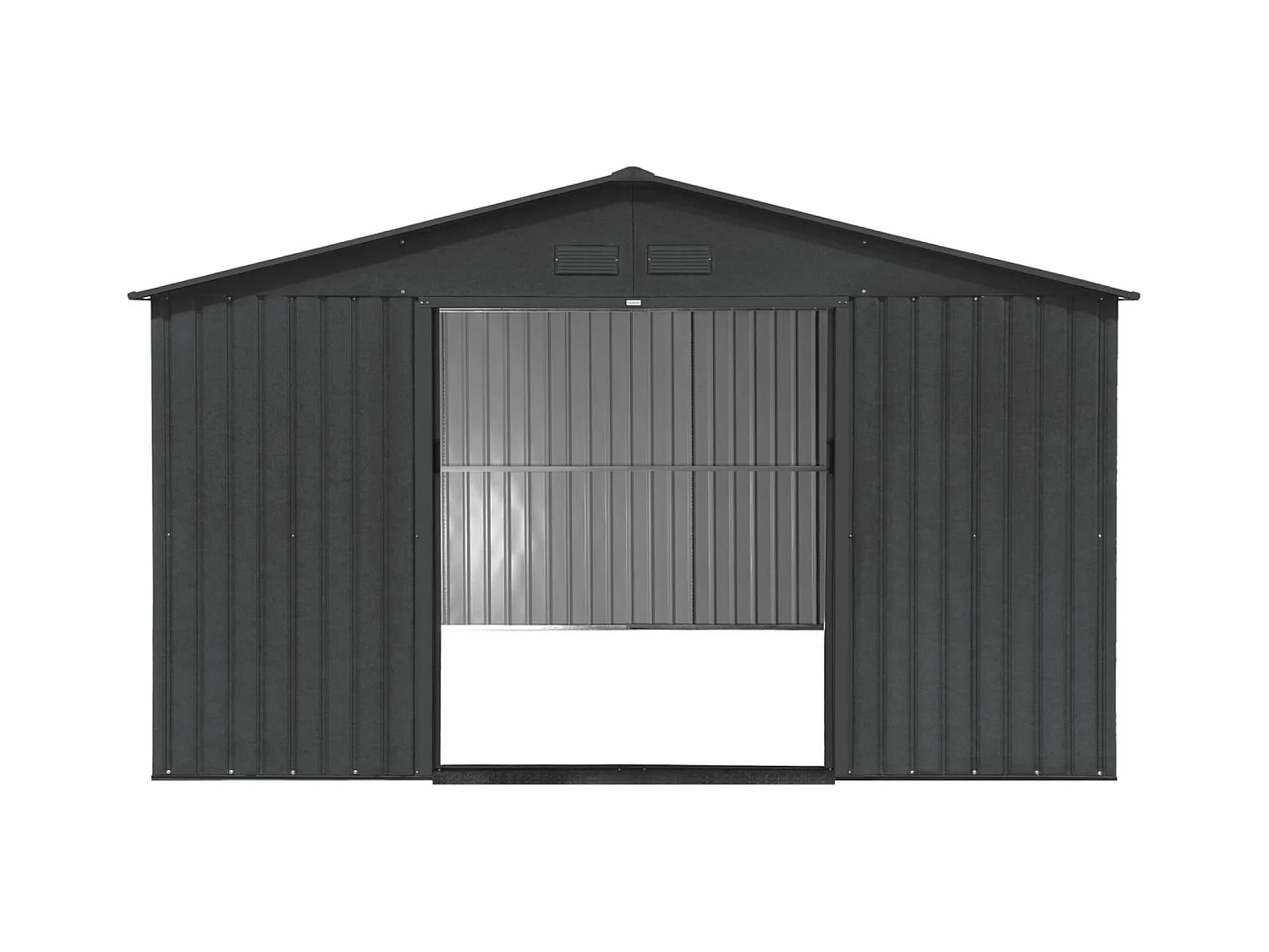 Abri de jardin en métal - Slack - 12.99 m² anthracite - Deux portes coulissantes. kit de fixation sol inclus. L 341 x 386 x 211cm