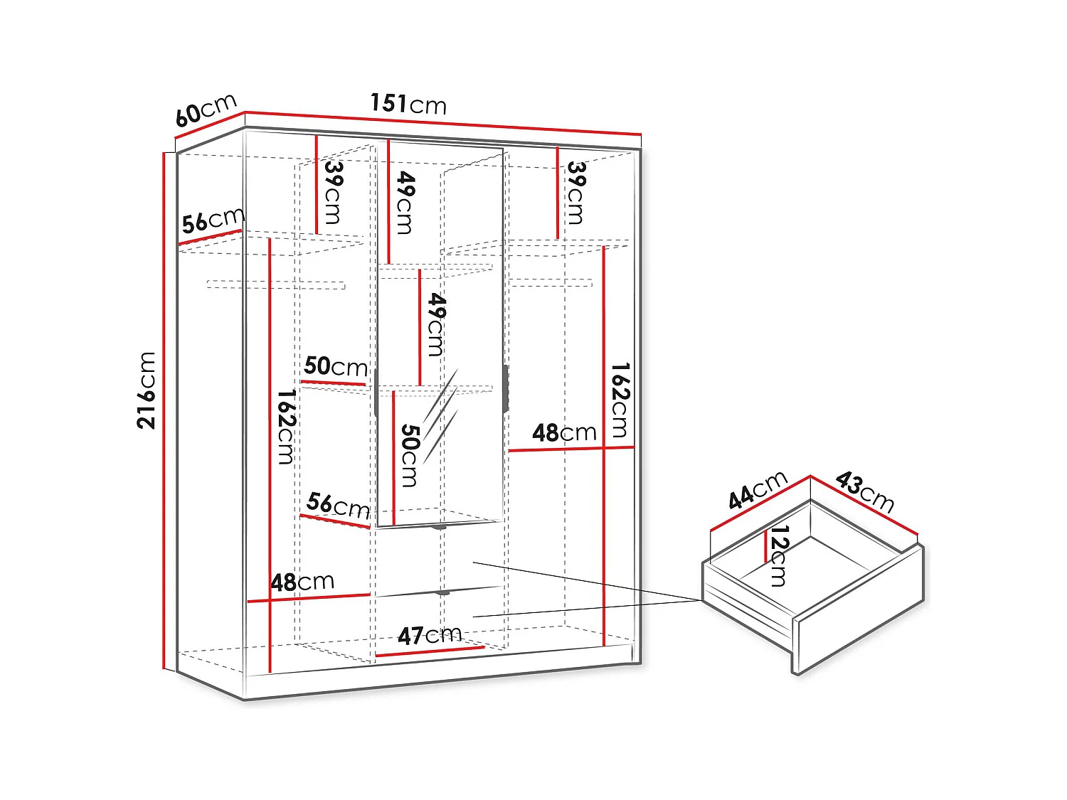 Armario Comfivo Larmire 114, Dorado|Blanco, 216x151x60cm