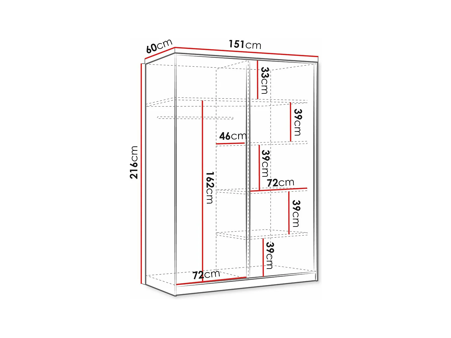 Armario Comfivo Larmire 111, Blanco|Dorado, 216x151x60cm, Puertas de armario: Correderas