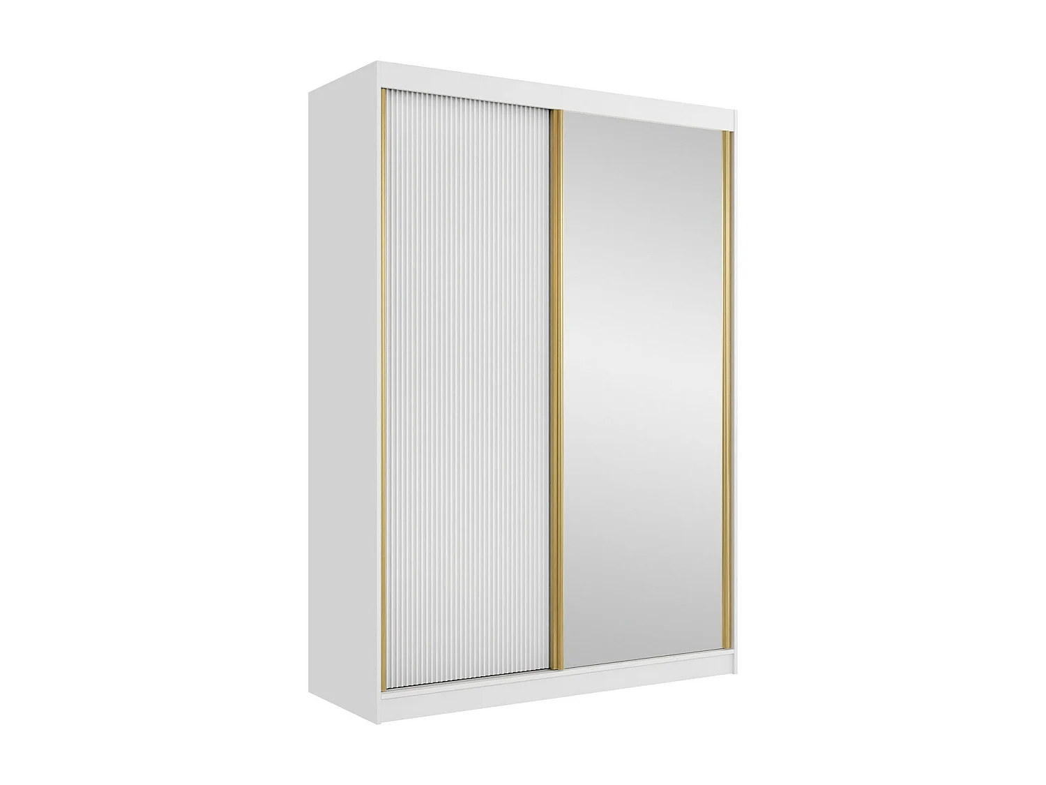 Armoire Comfivo Larmire 124, Doré|Blanc, 216x151x60cm, Portes d'armoire: Coulissantes