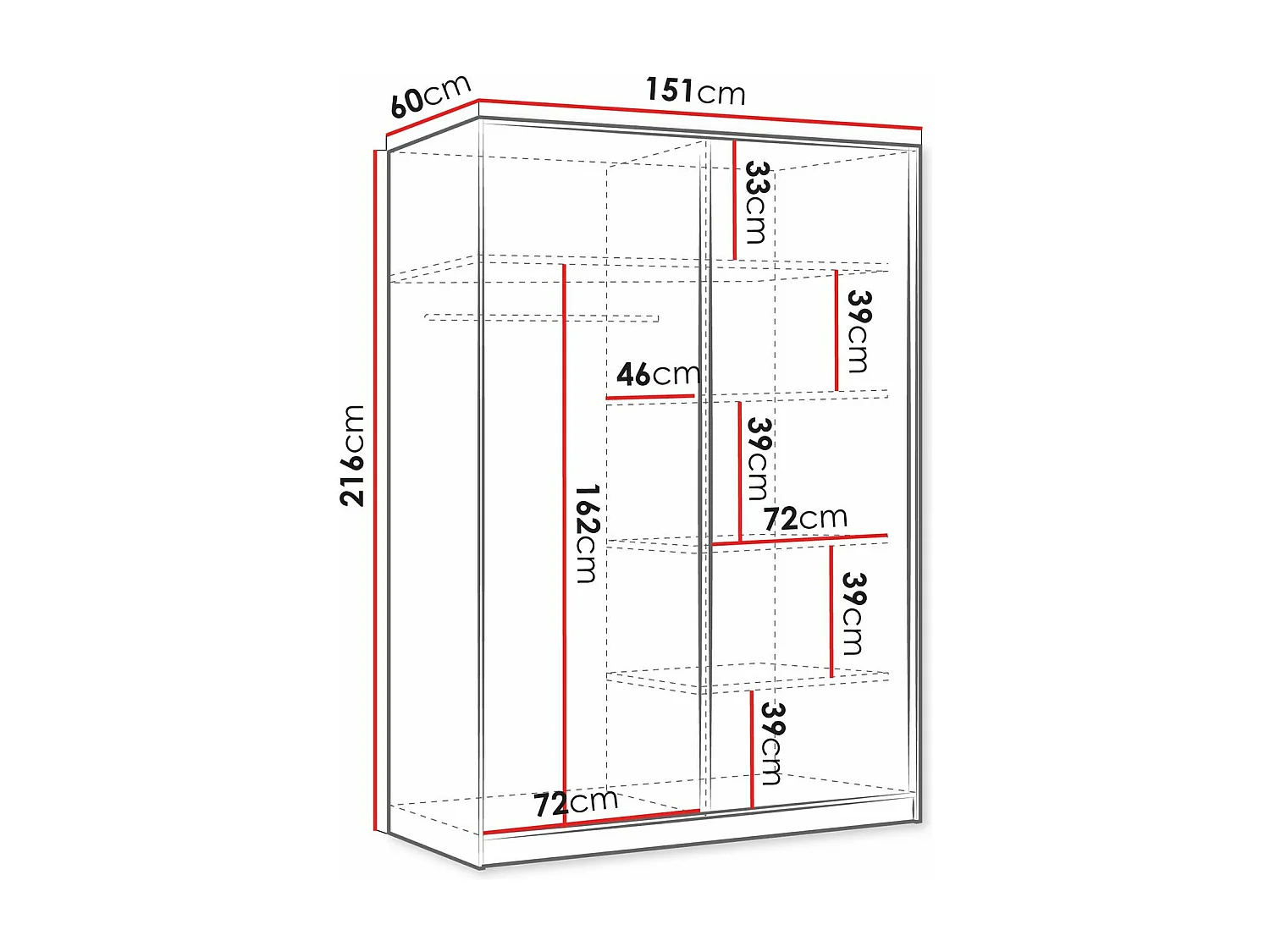 Armoire Comfivo Larmire 124, Doré|Blanc, 216x151x60cm, Portes d'armoire: Coulissantes