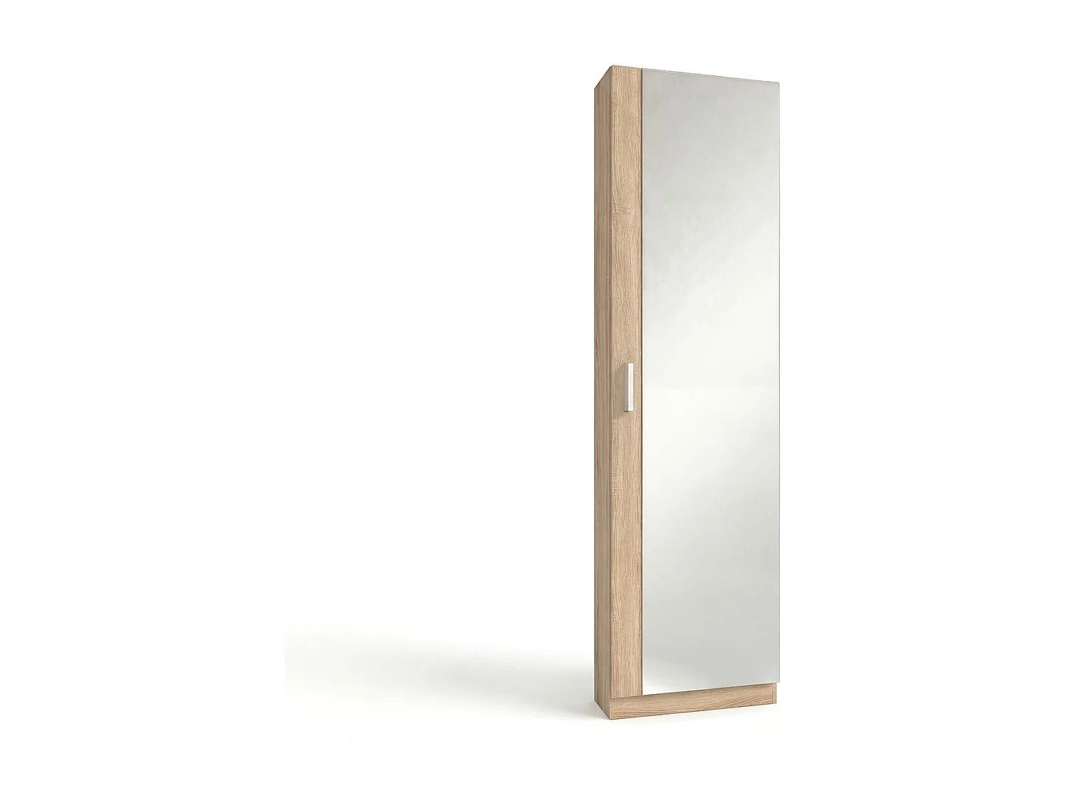 Zapatero alto de 1 puerta con espejo en roble canadian 180x50 cm Roma Roble Canadian