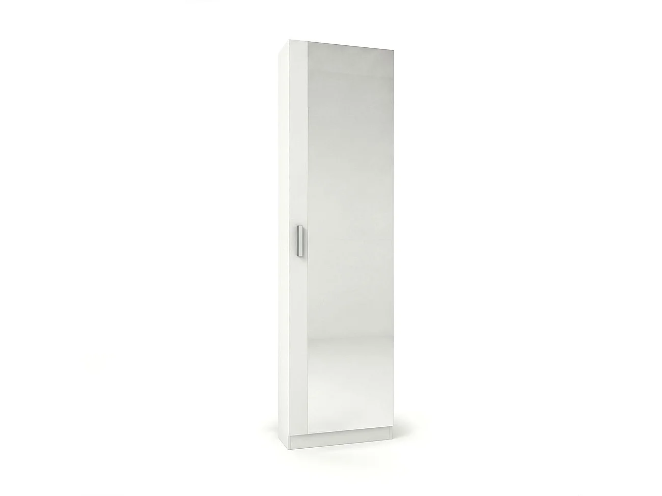 Zapatero alto de 1 puerta con espejo en blanco brillo 180x50 cm Roma Blanco Brillo