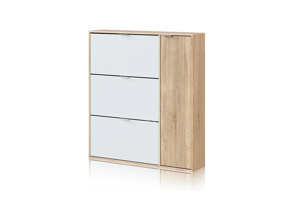 Zapatero Eris 4 Puertas Blanco Artik (Blanco Mate) - Roble Canadian