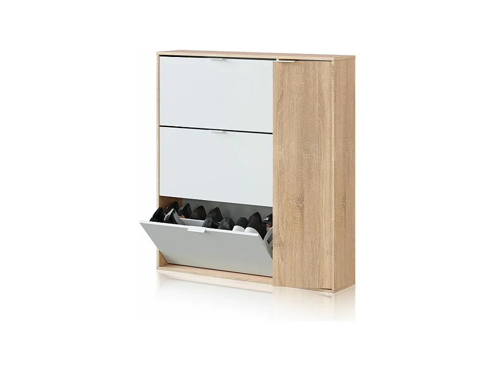 Zapatero Eris 4 Puertas Blanco Artik (Blanco Mate) - Roble Canadian