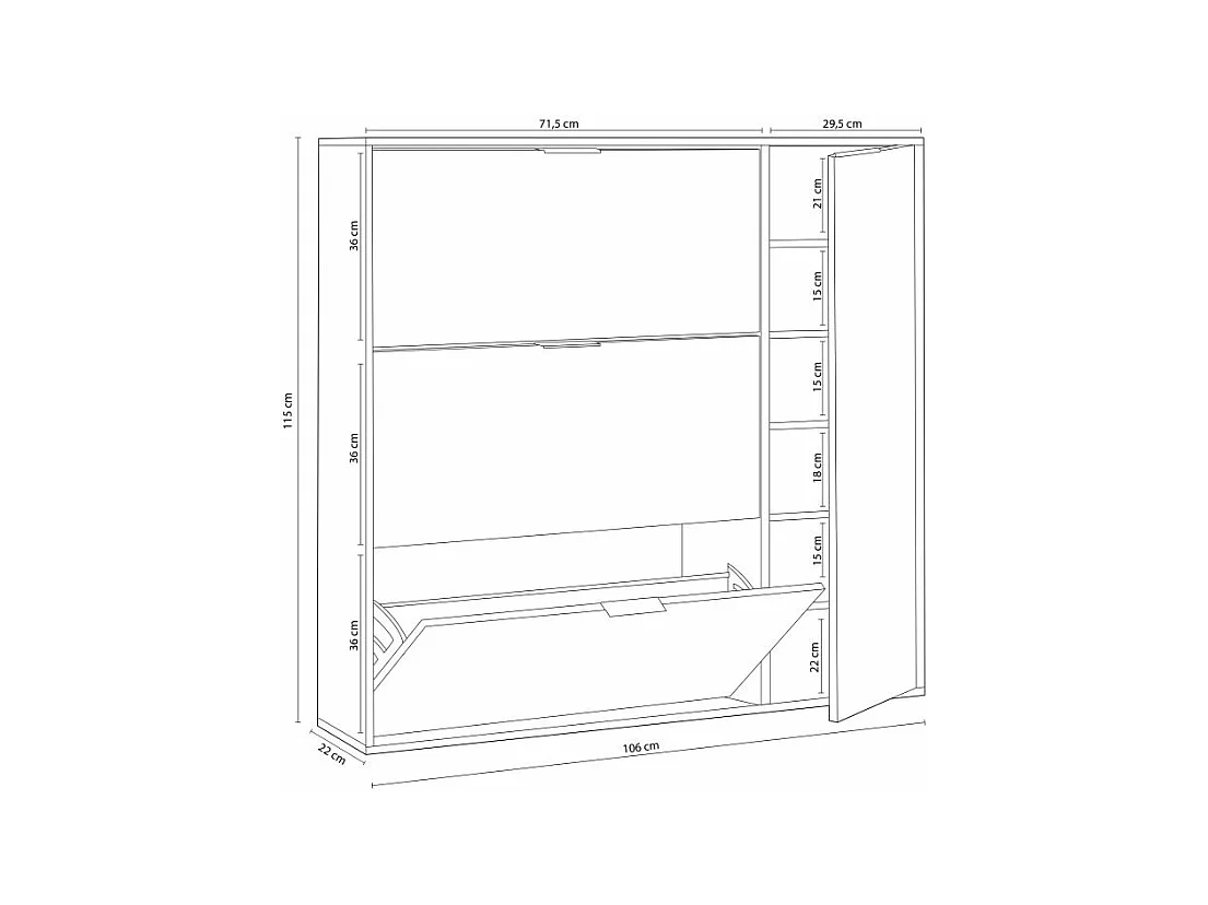 Zapatero Eris 4 Puertas Blanco Artik (Blanco Mate) - Roble Canadian