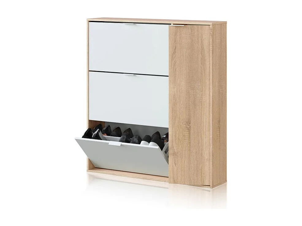 Zapatero Eris 4 Puertas Blanco Artik (Blanco Mate) - Roble Canadian