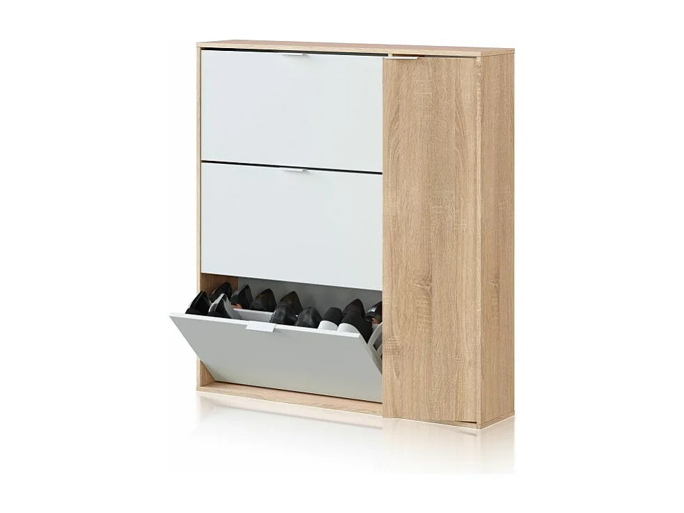 Zapatero Eris 4 Puertas Blanco Artik (Blanco Mate) - Roble Canadian