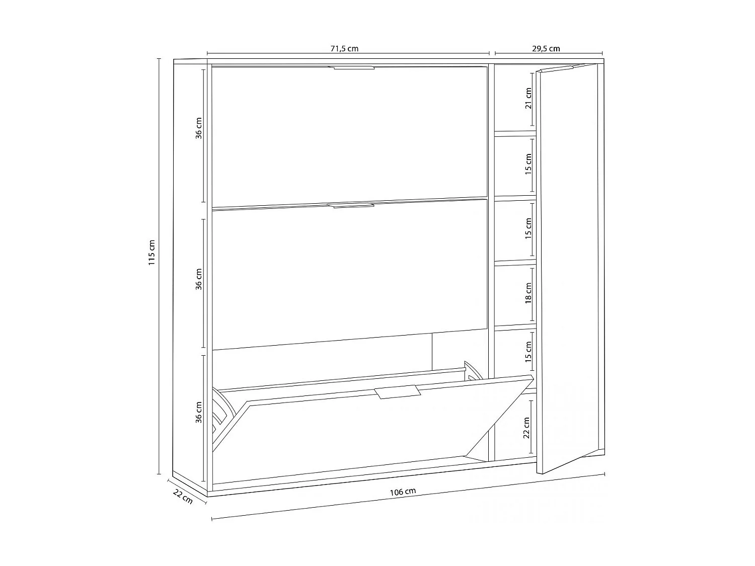 Zapatero Eris 4 Puertas Blanco Artik (Blanco Mate) - Roble Canadian