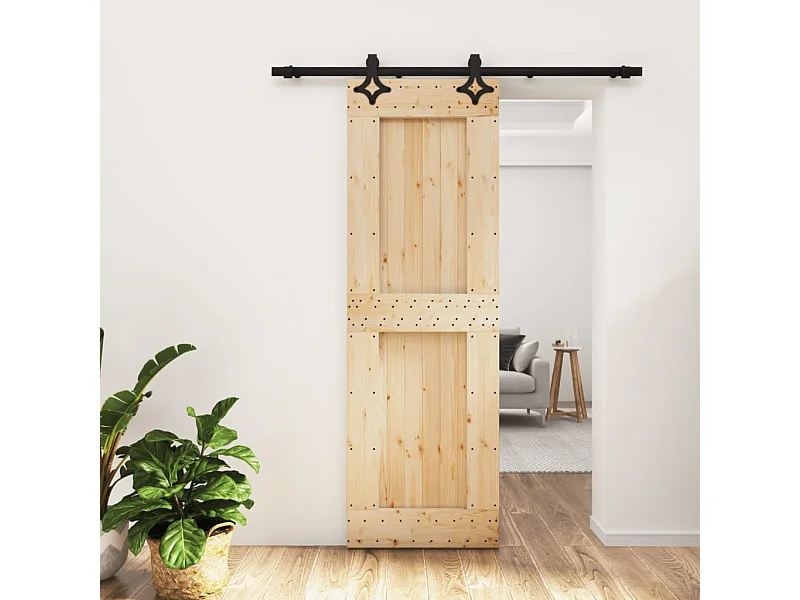 Porte coulissante et kit de quincaillerie 70x210 cm pin massif