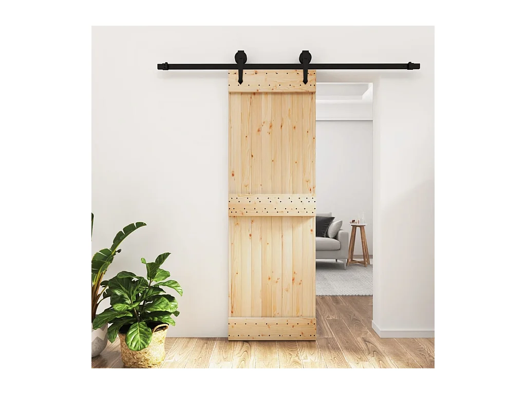 Porte coulissante et kit de quincaillerie 70x210 cm pin massif