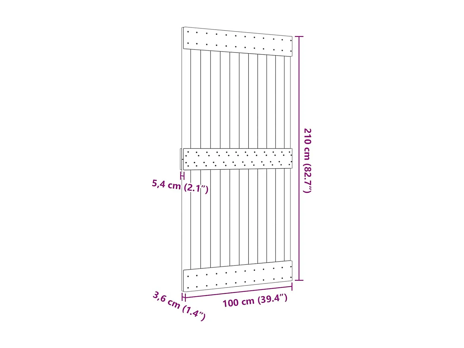 Porta NARVIK 100x210 cm in Legno Massello di Pino