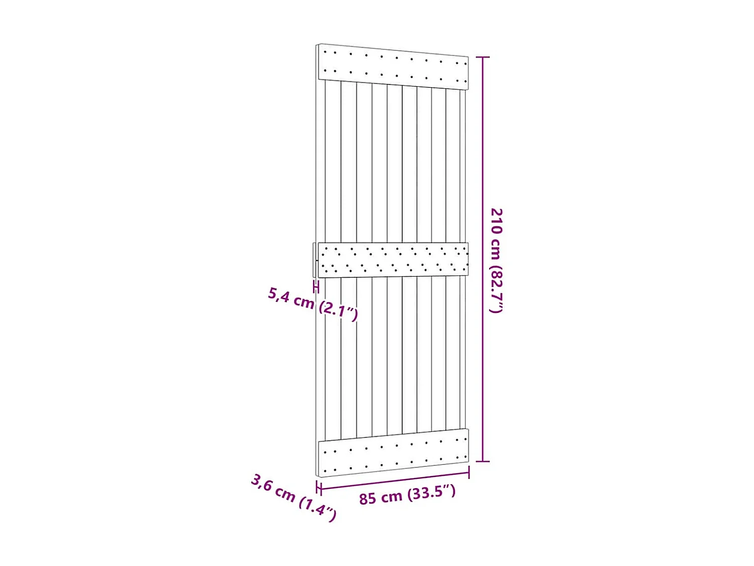 Porte NARVIK 85x210 cm bois massif de pin