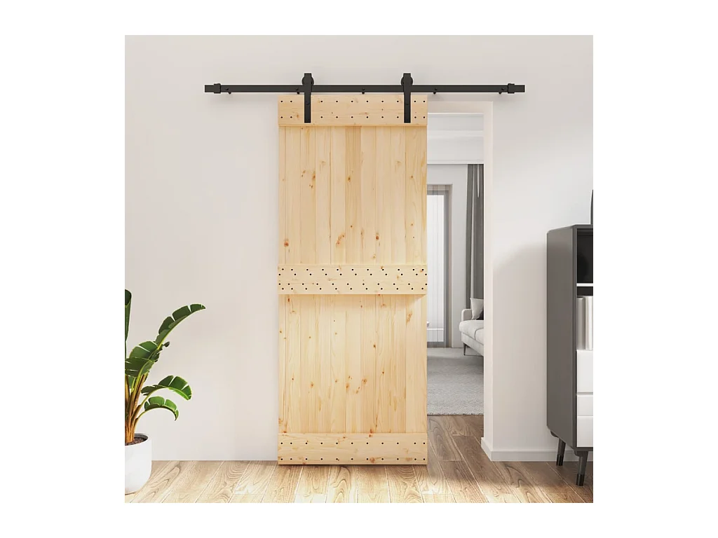 Schiebetür mit Beschlag 85x210 cm Massivholz Kiefer