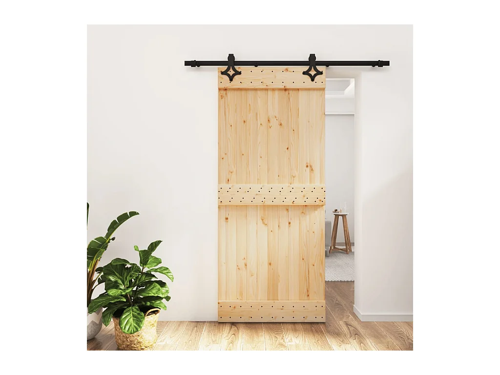 Schiebetür mit Beschlag 90x210 cm Massivholz Kiefer