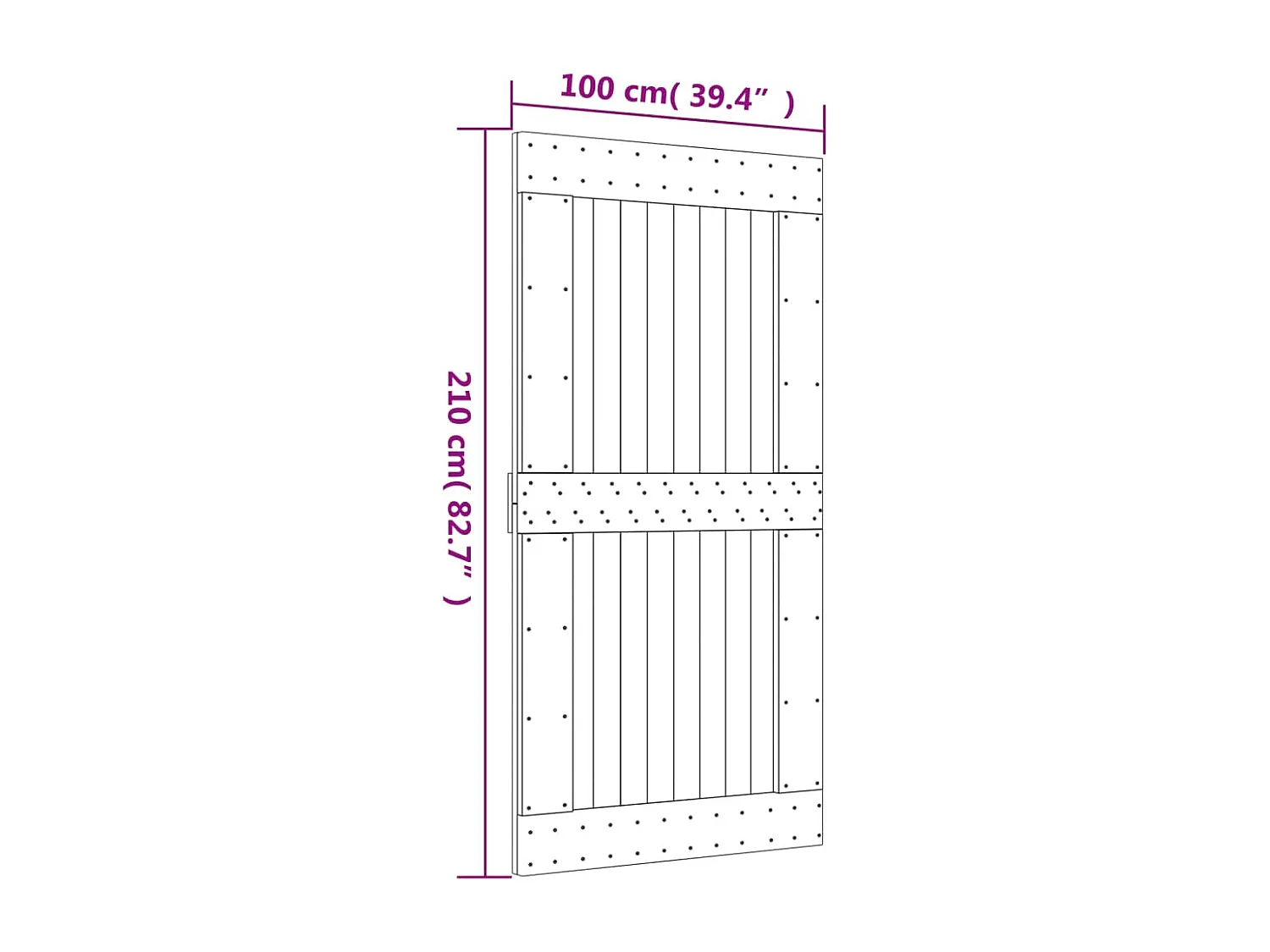 Drzwi przesuwne z okuciami, 100x210 cm, lite drewno sosnowe.
