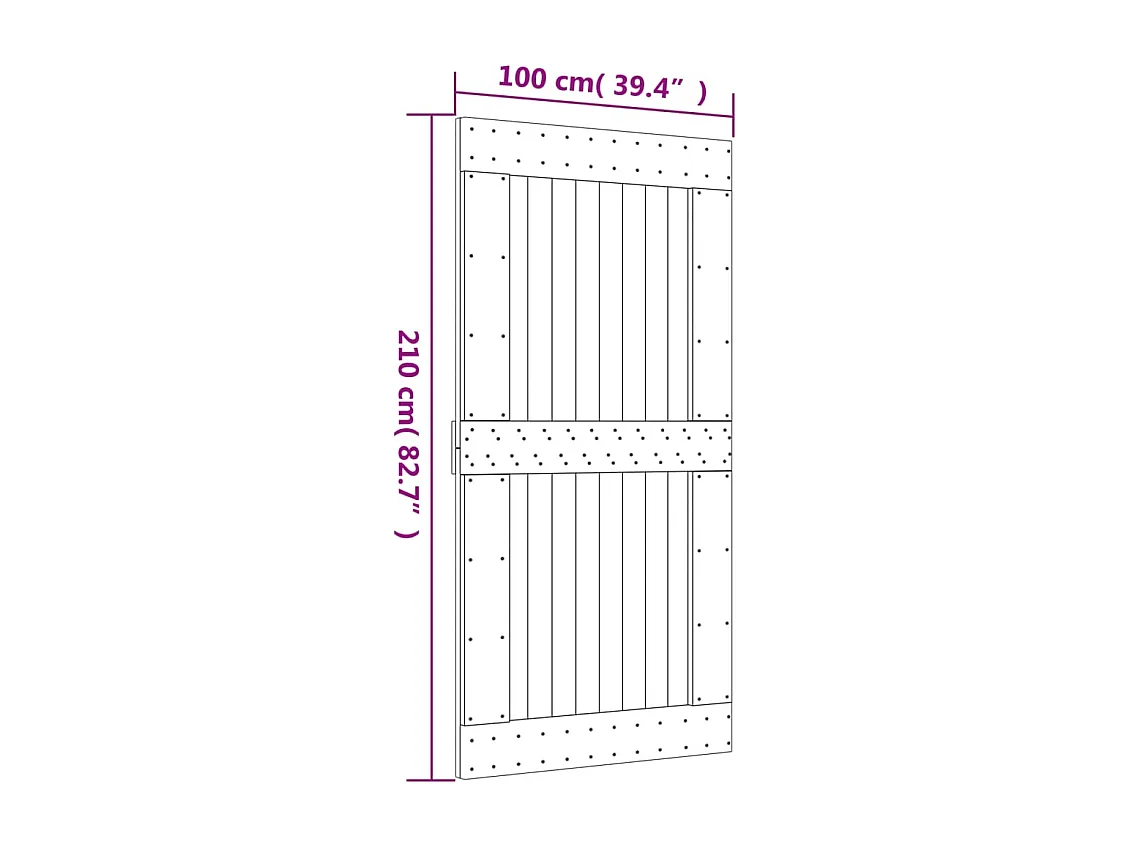 Drzwi przesuwne z okuciami, 100x210 cm, lite drewno sosnowe.