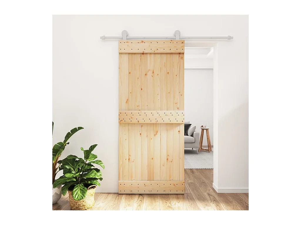 Schiebetür mit Beschlag 90x210 cm Massivholz Kiefer