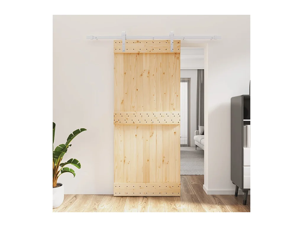 Schiebetür mit Beschlag 90x210 cm Massivholz Kiefer