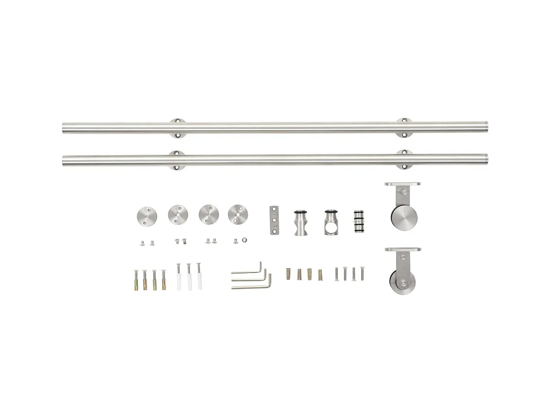 Kit fixation porte coulissante 183 cm Acier inoxydable Argenté