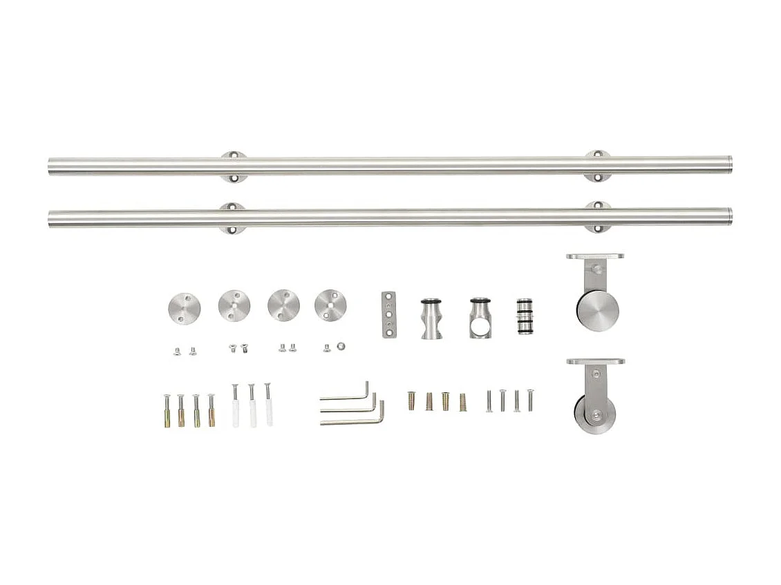 Kit fixation porte coulissante 183 cm Acier inoxydable Argenté