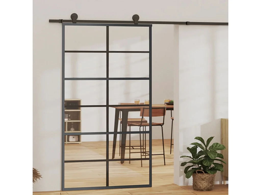 Porte coulissante et quincaillerie Verre et Aluminium 102x205cm