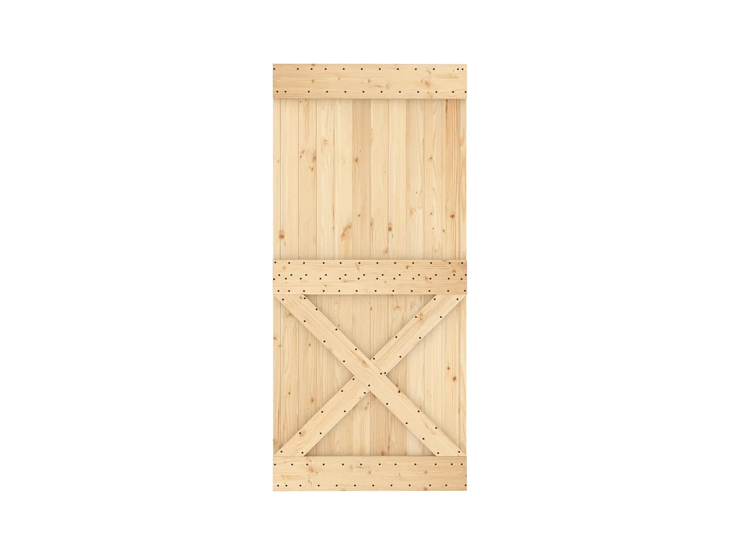 Porta Scorrevole con Set Hardware 95x210 cm Legno Massello Pino