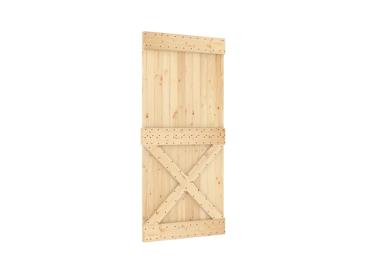 Porta Scorrevole con Set Hardware 95x210 cm Legno Massello Pino