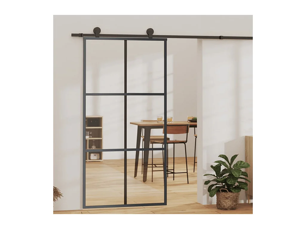 Porta Scorrevole e Kit Montaggio Vetro ESG Alluminio 102x205cm