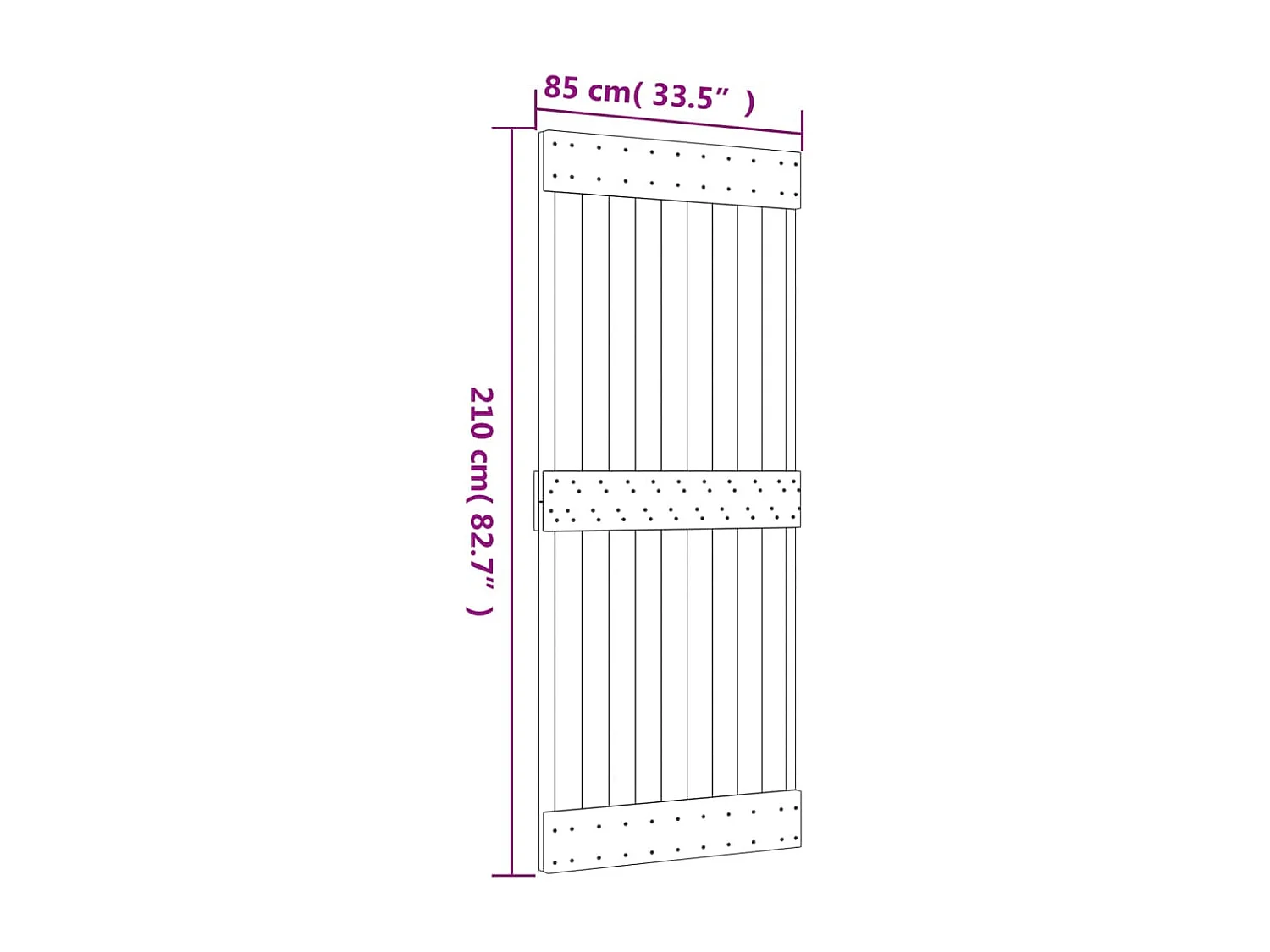 Drzwi przesuwne z okuciami, 85x210 cm, lite drewno sosnowe.