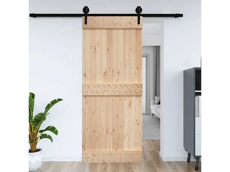 Porta de Correr NARVIK 95x210 cm em Madeira de Pinho Maciça para Ambientes Modernos