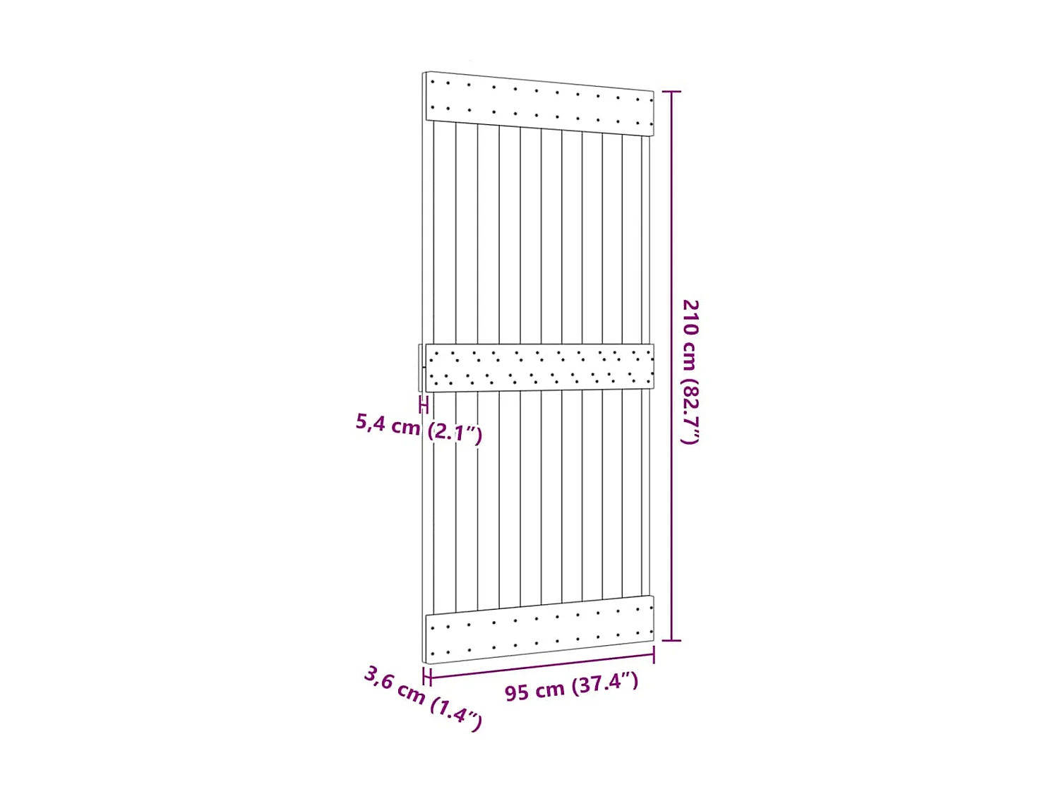 Porte NARVIK 95x210 cm bois massif de pin