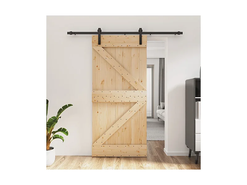 Schiebetür mit Beschlag 95x210 cm Massivholz Kiefer