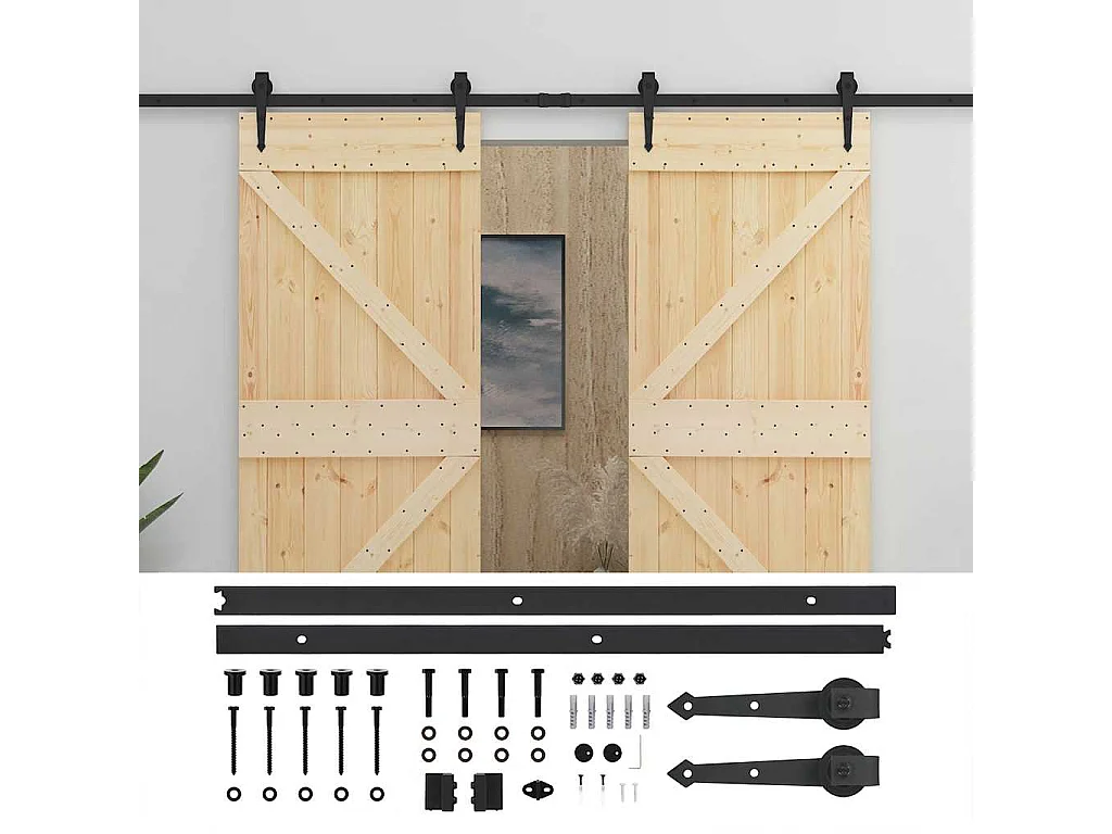 Schiebetür mit Beschlag 80x210 cm Kiefer Massivholz